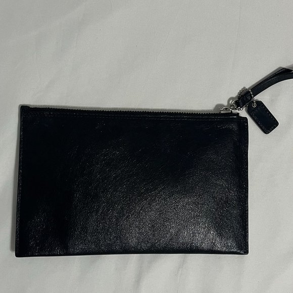 🟡 Coach Poppy Vintage Leather Clutch/Wristlet Black Multicolor - Picture 2 of 3